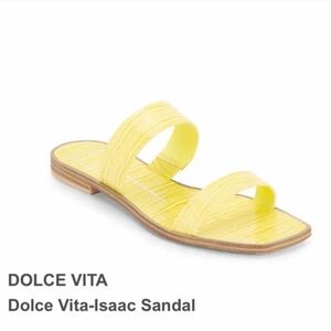 Dolce Vita Isaac Flat Slide Sandal Citron Croc Embossed Size 8